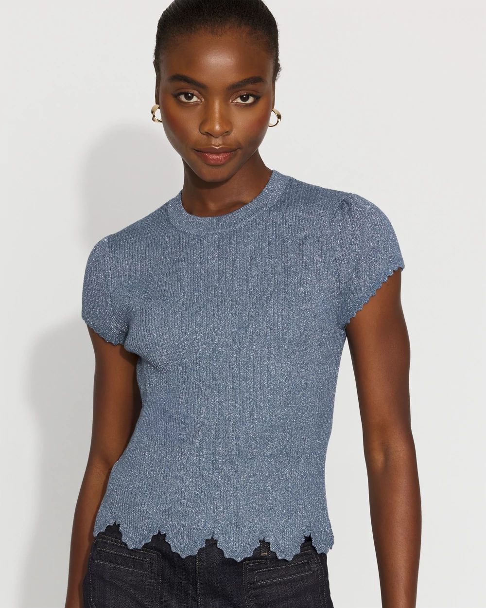 shéller scallop design knit tops シェリエ sheller scallop design knit tops